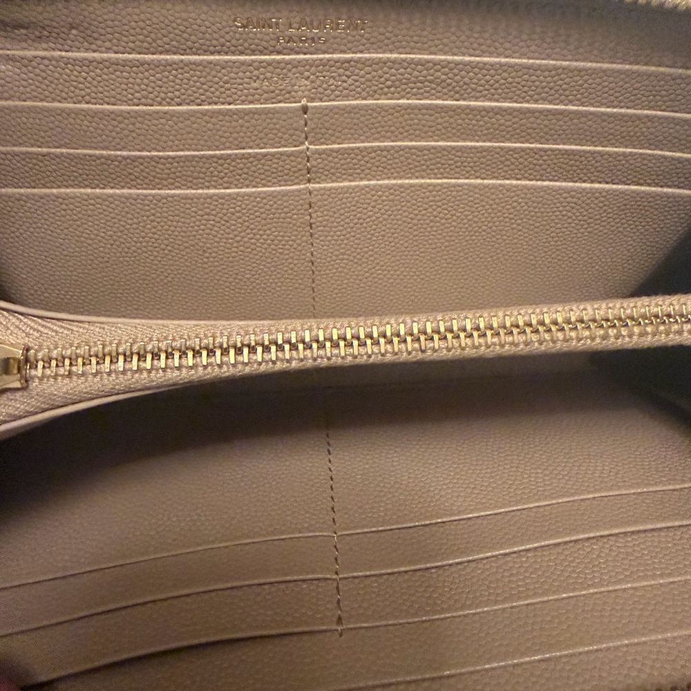 YSL Saint Laurent Leather V stitch Zip Around Long Wallet - Picture 8 of 10